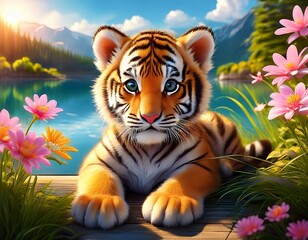 Niedliches s&uuml;&szlig;es Tigerbaby