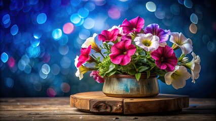 May 15th Petunia on Wood Blocks - Food Photography