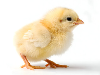 Fototapeta premium fluffy yellow chick on white background