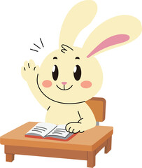 Little bunny in class