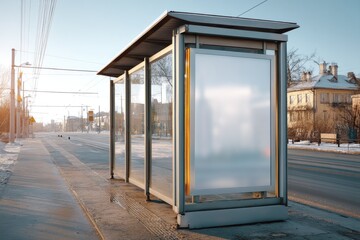 Empty bus stop advertising panel