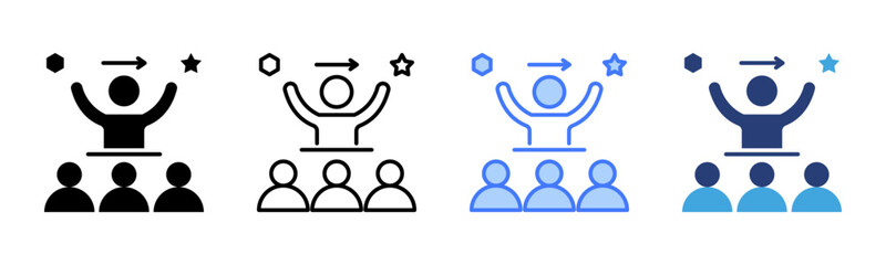 Leadership icon sheet multiple style collection