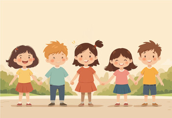 happy children with hands together