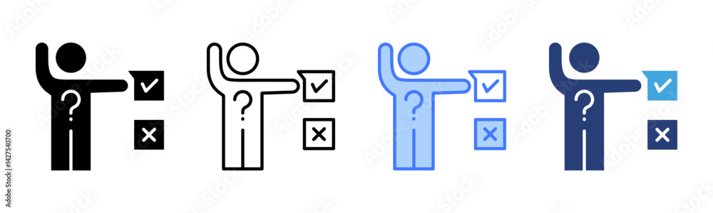 Aufkleber decision making icon sheet multiple style collection