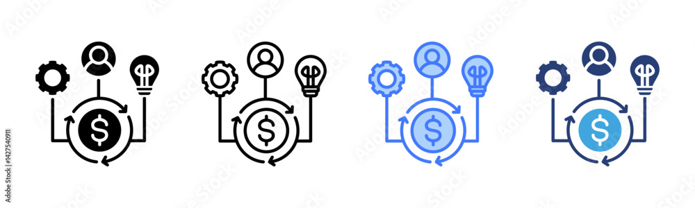 Poster business model icon sheet multiple style collection