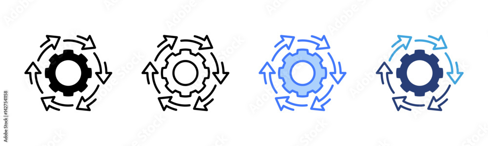 Poster Process Management icon sheet multiple style collection