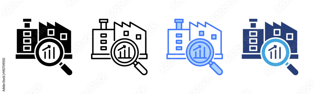 Poster industry analysis icon sheet multiple style collection