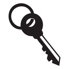 black key icon vector silhouette on transparent background and png