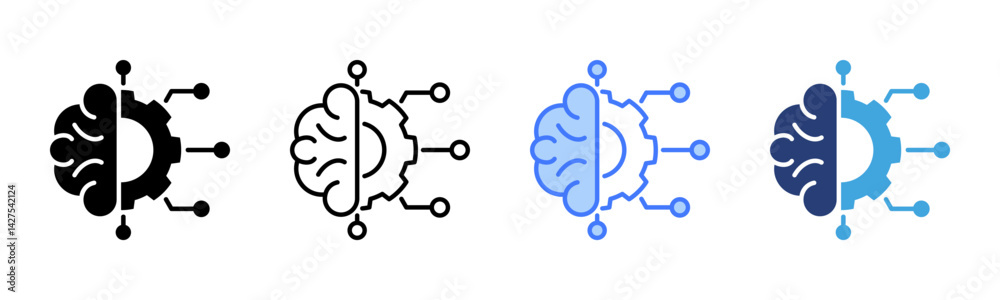 Poster Machine Learning icon sheet multiple style collection