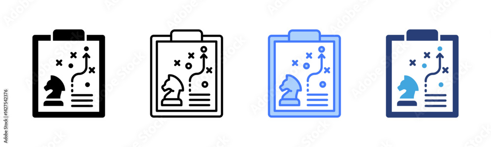 Poster strategy icon sheet multiple style collection