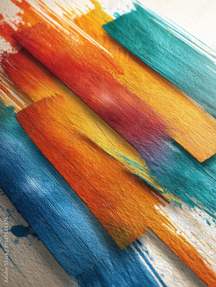 Poster oil textures enhance modern typography in vibrant artistic mockup featuring dynamic color strokes