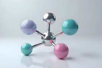 3d molecular model displays interconnected atoms forming a chemical structure, a science and technology illustration