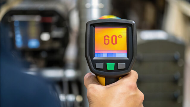 person is using temperature measuring device for maintenance tasks, ensuring accurate readings for optimal performance