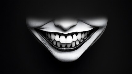 Naklejka premium Eerie Grin Closeup Monochrome Portrait