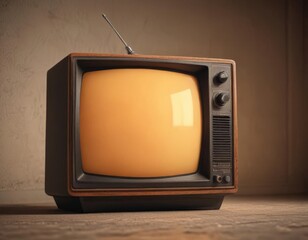 Vintage CRT TV screen, static interference, warm glow , old technology, television, crt