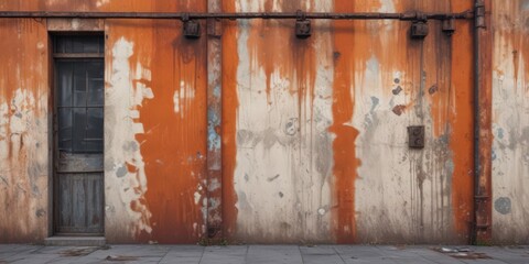 Weathered industrial facade, peeling paint, rust  , building, worn, texture background