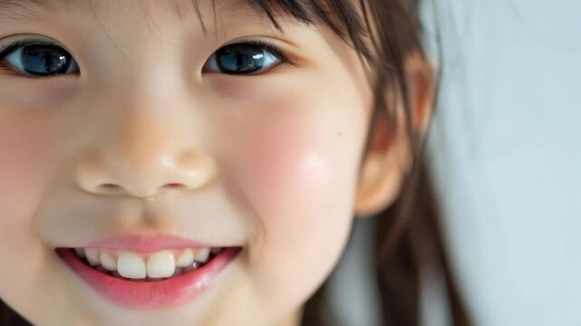 歯並びの綺麗な笑顔の子供の写真（矯正 ・ 歯列矯正 ・ マウスピース矯正 ・ホワイトニング・ 小児歯科・かみ合わせ）