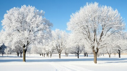 Obraz premium Snow Covered Trees in a Winter Landscape. 