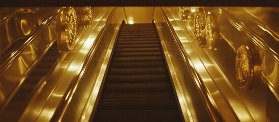 Golden Escalator Ascent: An architectural exploration of motion and opulence
