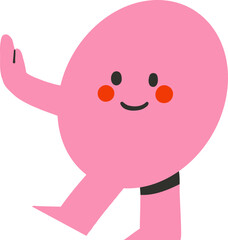 Oval shaped character with arms raised