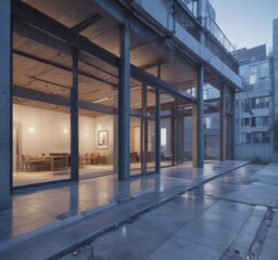 Blueprint effect applied to architectural design image,  blueprint background,  architectural plan,  monochrome