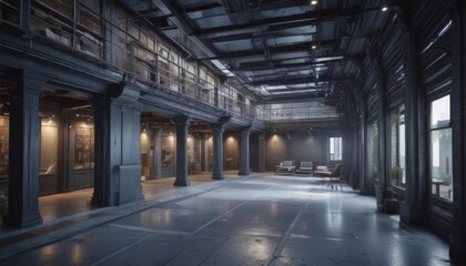 Blueprint photo effect  Technical architectural design ,  cyanotype,  faded