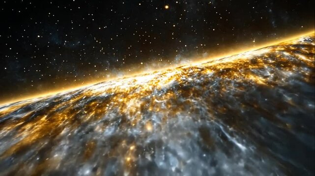 Abstract blurred lightscape warm yellow horizon dark grayscale background