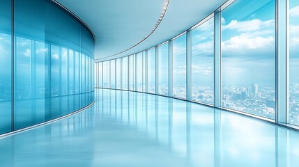 Modern, sky-lit corridor in a contemporary business building.