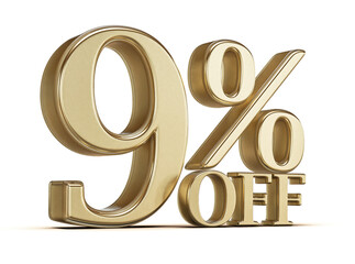 3D Golden 9 Percent Off Discount Sing