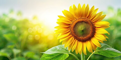 Obraz premium Panoramic Sunflower, Vibrant, White Background, AI Photo