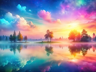 Fototapeta premium Pastel Dream Ethereal Landscape Double Exposure