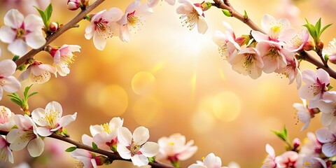 Fototapeta premium Peach Blossoms & White Flowers - Spring Wedding Background