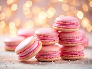 Obraz premium Pink Party Cookies Bokeh, Festive Dessert, Sabrosa Galleta
