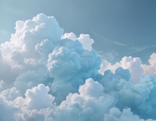 Dreamy pastel blue abstract, soft cloud shapes,  ethereal,  design