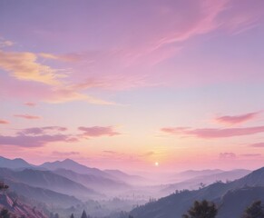 Obraz premium Dreamy pastel sky, soft yellow to pink blue fade, background, smooth, pink