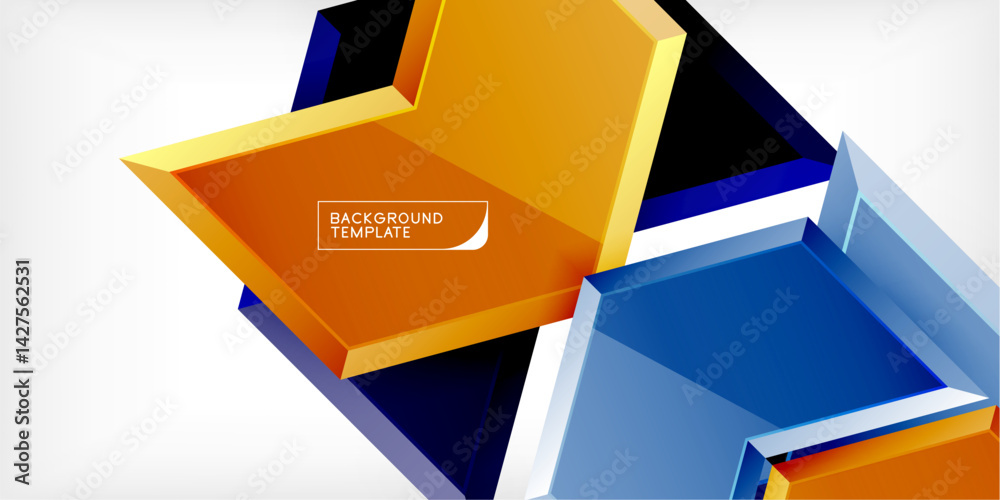 Aufkleber abstract geometric design features vibrant orange, blue, dark shapes. modern template suitable for b