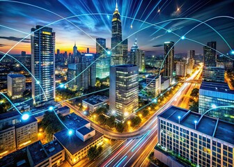 Fototapeta premium Real Estate Market Fluctuations: Data Analytics for Informed Investment Decisions - Night Photography