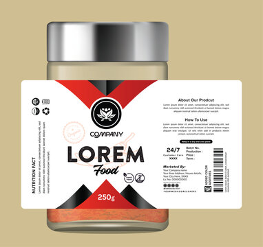 Minimalist label design for spice and dry food packaging with a clear layout, bold typography, and premium products, ideal for a modern organic theme.