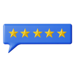 3D Five Star Rating in Speech Bubble Chat Icon