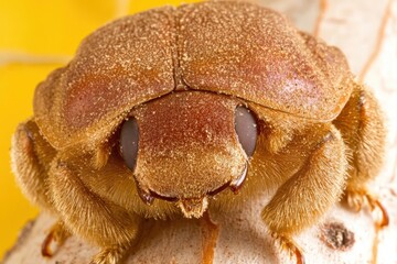 Fototapeta premium Close-up view of a light brown beetle.