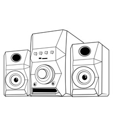 Line Art sound speakers, subwoofer icons, acoustic audio systems for concert or party equipment, home cinema stereo system