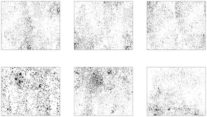 Dirty borders collection on white background. Abstract grunge concrete wall distressed texture background set isolated on transparent.