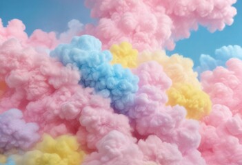 Fototapeta premium Fuzzy pink, blue, yellow ombre, cotton candy like texture background , delicate, digital