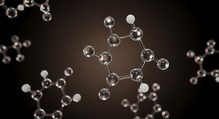 Glass transparent molecules model. 3d render