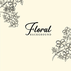 Obraz premium Elegant Floral Background Design with Black Line Art Flowers