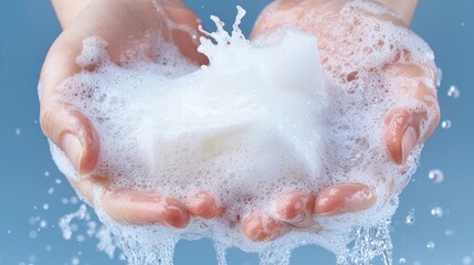 Hands holding lathering soap