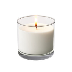 Candle in white glass isolated on transparent white background, clipping path, pen tool