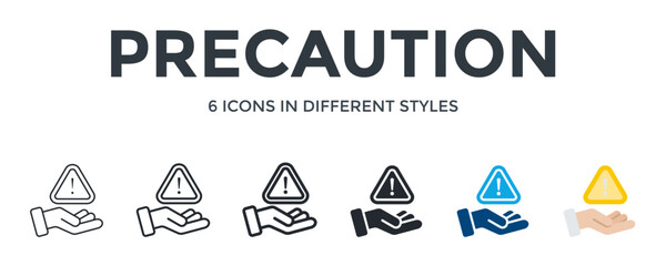 Precaution Icon In Different Style Vector Illustration. Designed In Thin Line, Regular Line, Bold Line, Glyph, Color Fill, And Flat Style Can Be Used For Web