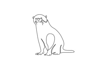 Continuous one line drawing of Beaver. Single line drawing illustration of Animal Beaver. International Beaver Day concept vector art. Doodle line illustration.