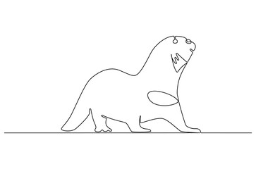 Continuous one line drawing of Beaver. Single line drawing illustration of Animal Beaver. International Beaver Day concept vector art. Doodle line illustration.